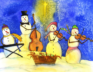 Snowmen making music